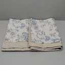 jinchan Linen Floral Valance Double Layer Kitchen Window Curtain Blue Flower on Beige Valance for Living Room Cafe Farmhouse Room Darkening Rustic Country Curtain 16 Inch Rod Pocket 1 Panel
