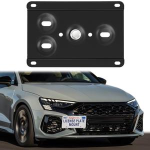Heavy-Duty No-Drill Front License Plate Frame  Anti-Theft License Plate Bracket Compatible with Audi A3 / S3 / RS3 2015-2020