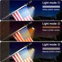 Solar Flag Pole Light,Fit 1-1.2 Inch Diameter 5ft 6ft Flagpole Bright White 6000k,Solar Powered Lighting Up to 12 Hrs Flag Pole Solar Light Outdoor Waterproof Led American Flags Decor