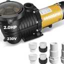 2.0HP Energy-Saving 230V Two-Speed Pool Pump for In/Above Ground Pools, 6600 GPH Self-Priming Pool Motor with 1.25" & 1.5" & 2.0" Adapters