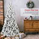 Liguanow 4FT Flocked Artificial Christmas Tree, Full Unlit White Christmas Tree with Premium PVC Branches, Realistic Snowy Look, Sturdy Metal Stand, Indoor Fake Snow Xmas Tree for Home Office Shops