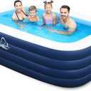 Inflatable Swimming Pool with 4 Air Chambers99"x60"x28" Heavy Duty Deepened and Thickened Kids Pool, Swimming Pool for Adults Kids Family, Blow up Pool for Backyard, Garden,Outdoor