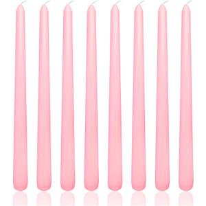 8 Pack 10 Inch Pink Taper Candles Long Burning Time and Dripless for Dinner Home Decor Wedding Shower
