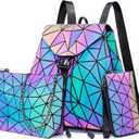 LOVEVOOK Geometric Luminous Purses and Handbags for Women Holographic Reflective Crossbody Bag Wallet