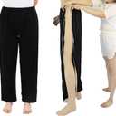 DEEYOTA Bedridden Patient Gown,Full-Open Zipper Patient Gown,Post-Operative Nursing Pants,Hospitalization/Home Care Gown (XX-Large, Black)