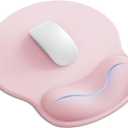 Mouse Pad with Wrist Rest, Ergonomic Mouse Pads for Desk, Office Non-Slip Mousepad with Gel Wrist Support(Light Pink, 10.6''L x 9''W)