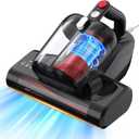 Mattress Vacuum Bed Vacuum Cleaner with 16Kpa Suction 253.7nm UV-C Light & 40000 RPM/Min Brushroll Rotation & HEPA Filter & Heating Tech, 600W, Corded (Ultra-UVC-K16) (Black)