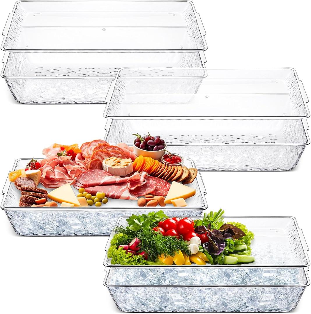 Baderke 4 Set 16" x 9" Chilled Serving Tray with Compartments,Clear