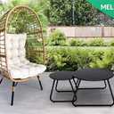 Meluvici Patio Outdoor Coffee Table Set of 2, Weather Resistant Steel Round End Tables, Outdoor Nesting Table for Patio, Balcony, Bistro and Indoor, Black (Black)