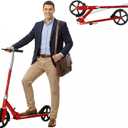 Non-Electric Scooters for Kids 8-12, Teens & Adults - Foldable Commuter Scooter with 8" Wheels, Bell, Hand Brake & Adjustable Height 30"-40.5", 220LB Capacity, Manual Push Scooter for Campus & Park
