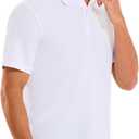 HODOSPORTS Mens Golf Polo Shirts Short Sleeve Casual Dry Fit Designed Collared Golf Shirts for Men White (White, XXL)