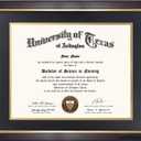 11x14 Wood Diploma Frame with Black Mat or Display 14x17 Certificates without Mat,UV Protection Acrylic,Deep Brown Finish with Gold Trim