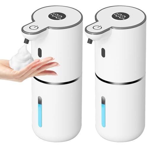 2 Pack Automatic Foaming Soap Dispenser Touchless, USB Rechargeable Smart Hand Soap Dispenser, 6-Level Adjustable, 12.8oz/380mL Wall Mount for Bathroom Kitchen Dish Soap