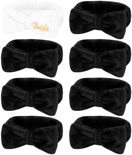 Semato Bachelorette Party Favor Set - Bride & Bridesmaid Spa Headbands (1 Bride + 7 Blue) 2 Set