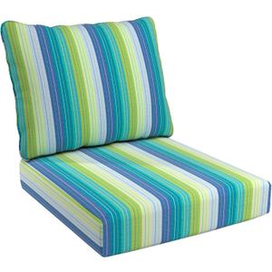 California Umbrella Outdoor Deep Seat, Patio Seat Cushion, 24 x 48 Inch, Premium Outdoor Memory Foam, Fade Resistant, Sunbrella Fabric, Seville Seaside