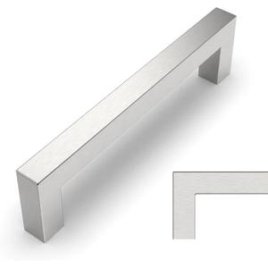 Amerdeco 10 Pack Brushed Satin Nickel Cabinet Pulls 5 Inch(128mm) Hole Centers Kitchen Cabinet Handles Cabinet Hardware Cupboard Handles Square Drawer Pulls SH0004