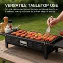 comzenz 35 Portable Charcoal Grill Folding BBQ Grill for Outdoor Grilling Cooking Camping Hiking Picnics Tailgating Backpacking Party, With Storage Bag & Non-Stick Frying Pan, Matte Black