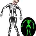 Spooktacular Creations Halloween Kids Skeleton Costume, Unisex Glow in the Dark Skeleton Jumpsuit with Gloves for Boys, Girls (Toddler(3-4 yrs))