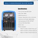 3/4HP R1234YF R32 Refrigerant Recovery Machine, Oil-Less Single Cylinder Portable Freon Recycling Unit 110V for Automotive AC & Household HVAC Systems