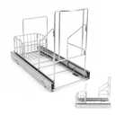 HOLDN STORAGE Pull Out Trash Can Under Cabinet - Trash Can Not Included - Dedicated Space for Disposable Trash Bags, Requires a 11 Cabinet Opening, Adjustable, Heavy Duty, Anti Rust Chrome Finish