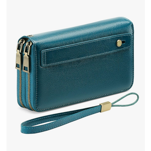 GAEKEAO Wallet for Women Clutch RFID Blocking Wristlet Leather Purse Large Capacity Credit Card Holder with Grip Hand Strap