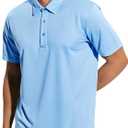 MIER Men's Quick Dry Polo Shirts Polyester Casual Collared Tennis Shirts, Moisture-Wicking, Short Sleeve (XX-Large, Light Blue)