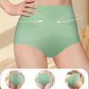 Women's High Waisted Underwear Slightly Tummy Control Cotton Panties Full Coverage Postpartum Briefs 4 Pack (S)