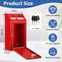 Cash Money Box with Slot – 10.2In Metal Donation Box with Lock for Cash Deposit,Wall Mounted Money Drop with Lock and Slot for Home/Farm/Office/Outdoors(Red)