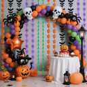 2 x ADLKGG Halloween Party Decorations, 2Pcs Orange Purple Black Green Bat Spider Ghost Witch Hat Pattern Foil Fringe Curtains, Halloween Party Streamers Photo Booth Props for Birthday Anniversary
