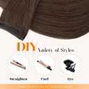 6PCS Clip in Hair Extensions Real Human Hair Short Clip in Extensions for Women Short Straight Hairpieces to Add Volume and Highlights 14 Inch Dark Brown