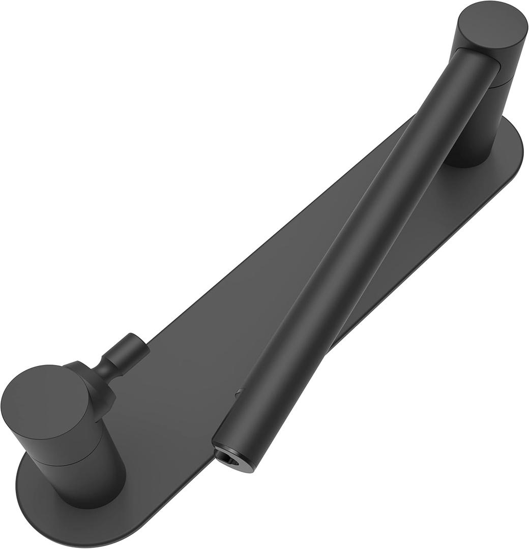 Adhesive Toilet Paper Holder Matte Black Double Post Pivoting Bathroom Toilet Tissue Holder Roll Holder Stick On No Drilling Stainless Steel and Zinc Alloy