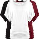 Free to Live 3 Pack Dolman Sleeve Tunic Dressy Business Casual Tops for Women Short Sleeve Shirts Work Outfits Travel Clothes (Large, Black, White, Wine)