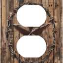 Outlet Covers Rustic Star Western Cowboy Wood 1 Gang Duplex Light Switch Cover Plate Decorative Wall Plates Electrical Switchplate Receptacle for Farmhouse Home Decor2 Pack