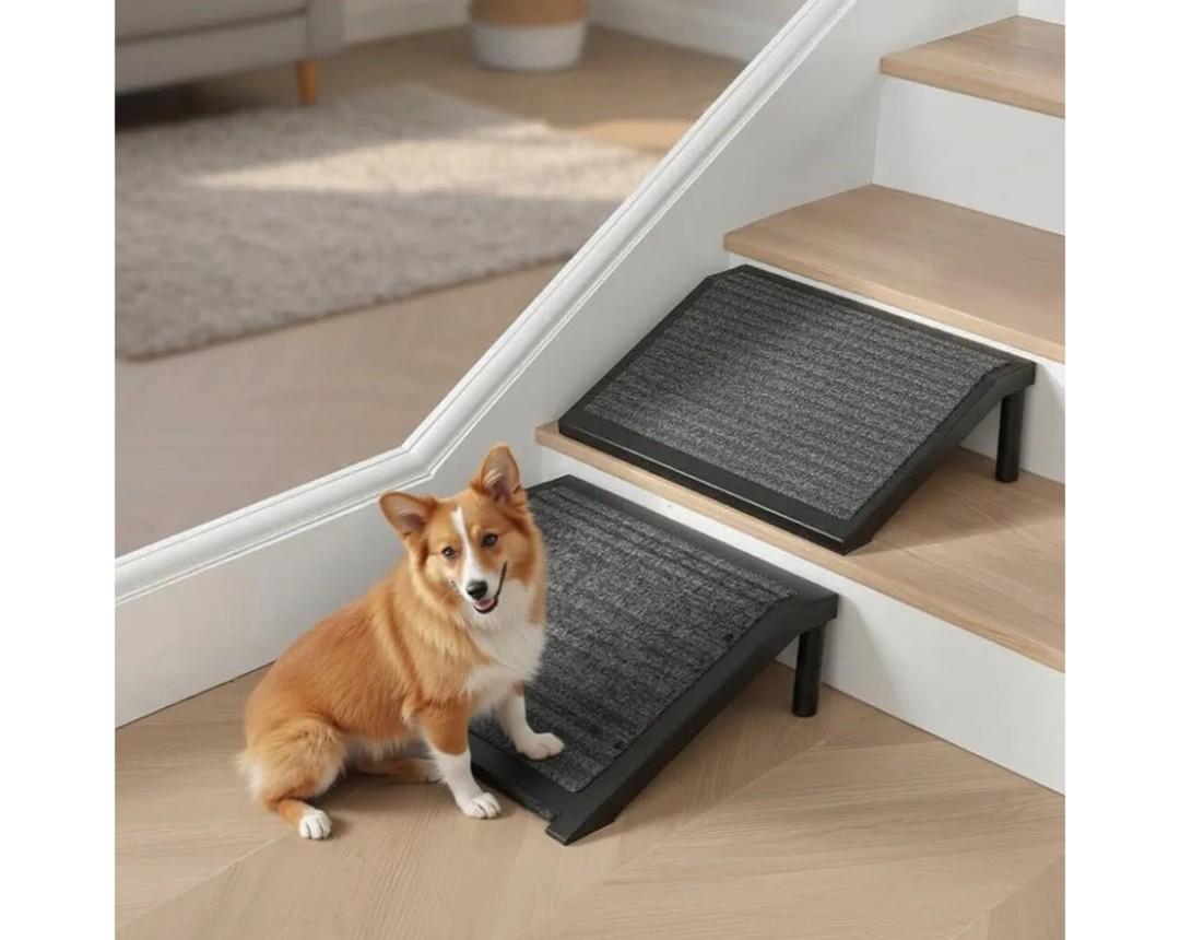 Dog Ramp for Stairs – Non-Slip Pet Steps with Locked-in Carpet & Iron Frame, Helps Senior Dogs & Small Breeds Climb Safely (2-Pack)