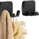 TAILI Patented Strong Suction Cup Hook, 304 Stainless Steel Bathroom Suction Cup Holder for Towel, Loofah, Bathrobe, Damage-Free Hanging Shower Wall Hook, Double-Hook Widening Design, 2 Pack, Black