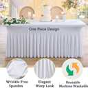 4 Pack White Spandex Tablecloths for 6 Foot Rectangle Tables, Wrinkle Free Stretchy Table Cloths 6ft Fitted Table Cover DeskSkirt for Weddings Birthday Party Banquet Baby Shower