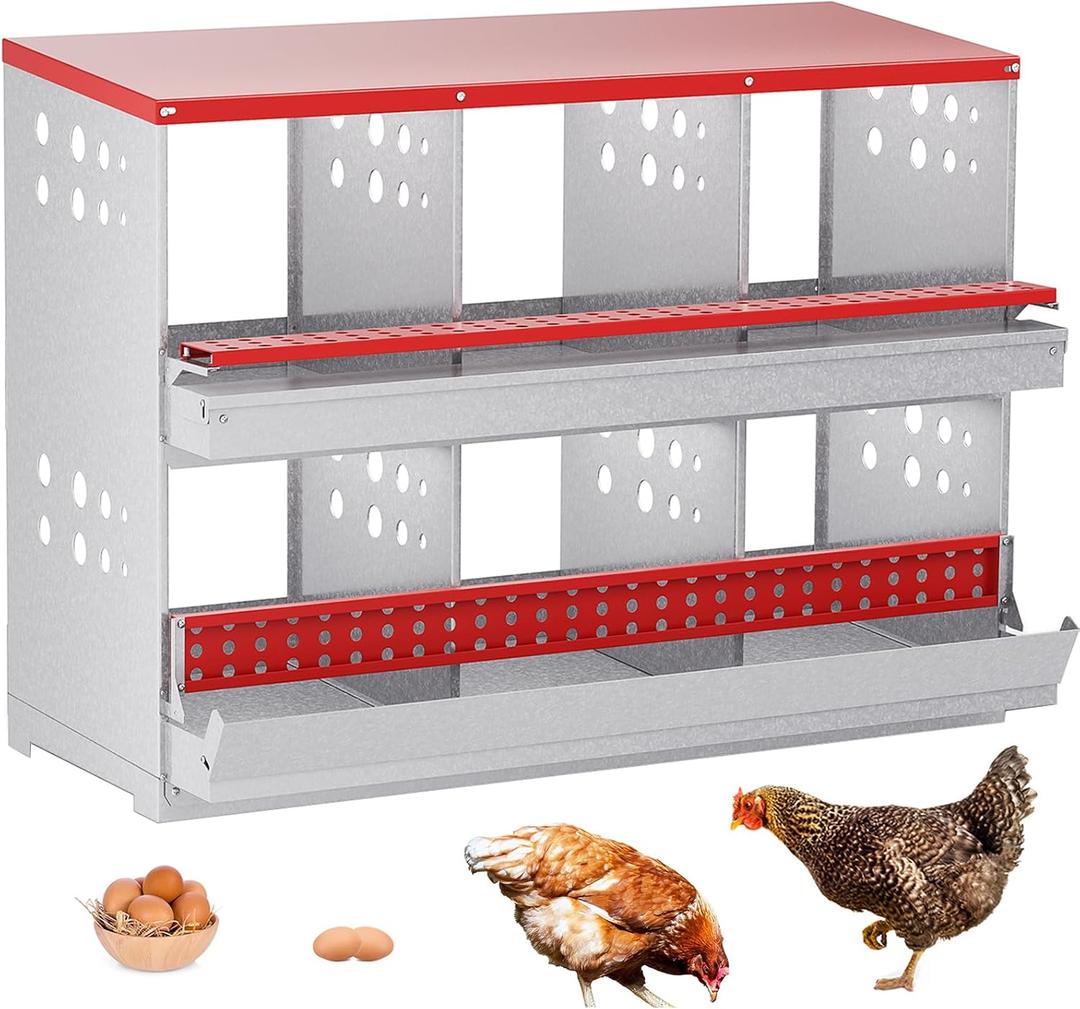 Chicken Nesting Boxes, 6 Hole Nesting Box for Chickens with Easy Egg Collection Roll Away Heavy Duty Chicken Coop Laying Box for Hens