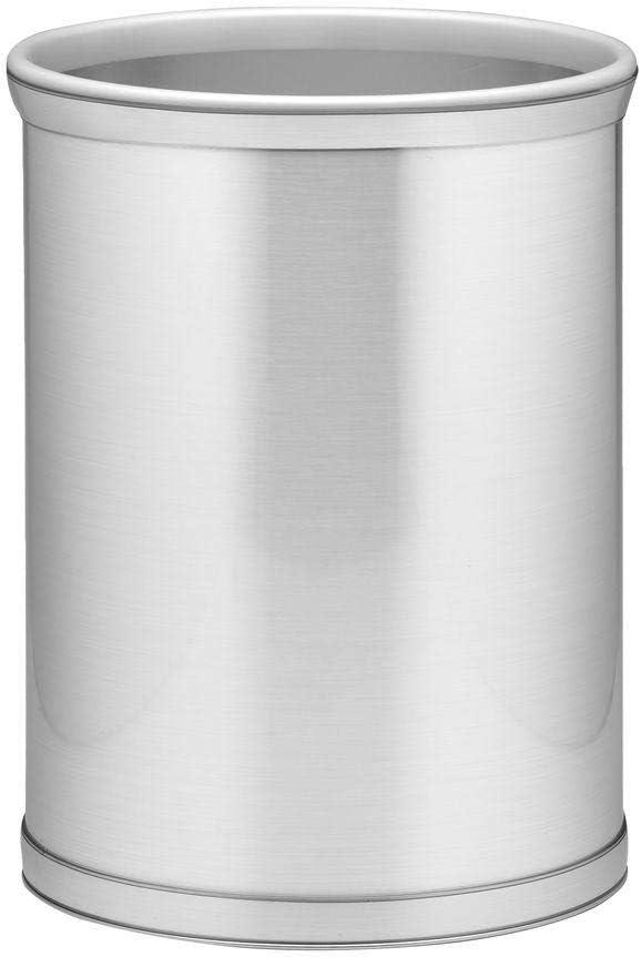 Kraftware Waste Basket in Brushed Chrome with Grey Bumper, MADE IN U.S.A.