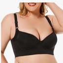 Women's Plus Size Bra Seamless Deep V Support Soft Underwire Push-up Bras Adjustable Straps Bralette 14x9'