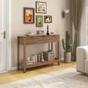 Nasonet Fluted Console Table, Wooden Sofa Table with Storage and Drawers, Farmhouse Behind Couch Table Entryway Table for Entrance, Hallway, Living Room, Brown