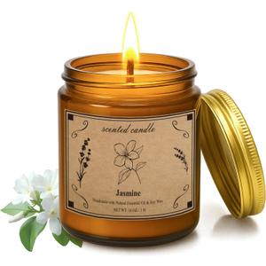 Scented Candles for Home, 16oz Large Jar Scented Candle  Jasmine Soy Wax Candle with 100 Hour Burn Time, Long Lasting Aromatherapy Candle for Home Dcor, Relaxing Fragrance & Gift Giving