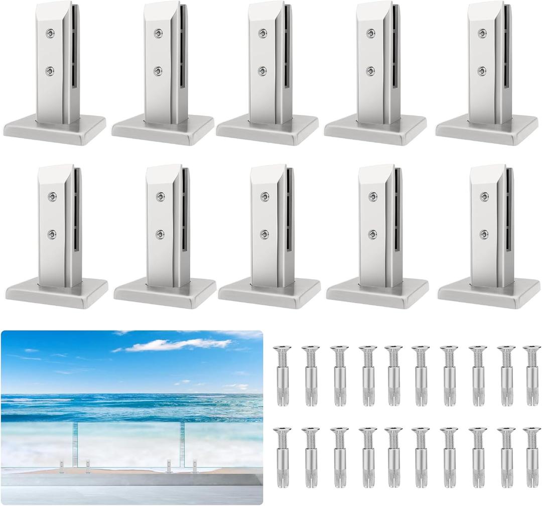 LukLoy 10 Pack T316 Stainless Steel Glass Railing Spigot 960g Heavy Duty Glass Railing Post Clamps for Home Garden Stairs Balustrade Balcony