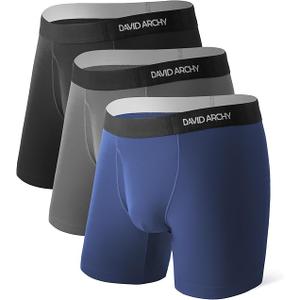 DAVID ARCHY Men’s Underwear Stretch Soft Trunks Underwear Breathable with Fly Support Pouch Performance Boxer Briefs for Men 3 Pack(M,Black/Dark Gray/Dark Blue/Light Gray) DAVID ARCHY Men’s Underwear Stretch Soft Trunks Underwear Breathable with Fly Support Pouch Performance Boxer Briefs for Men 3 Pack(M,Black/Dark Gray/Dark Blue/Light Gray)