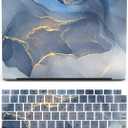 Compatiable for MacBook Air 13 Inch Case 2020-2018 A2337 M1 A2179 A1932 Retina Display Touch ID Plastic Hard Shell Case Keyboard Cover Skin - Blue Marble