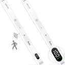 WILLED Under Cabinet Lights Rechargeable, Battery Display, 60 LED Touch Light Bar, Motion Sensor Light Indoor, Battery Operated Closet Light Wireless, Stick on Under Counter Lights for Kitchen(2 Pack) (Cool White 6000K)