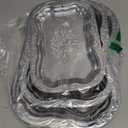 3 Pcs Silver Serving Trays Chrome Plated Rectangular Mirror Trays with Floral Engraving, Multi-Purpose Platters for Party Wedding Birthday Holiday, Ideal for Desserts Whiskey Cookies Charcuterie