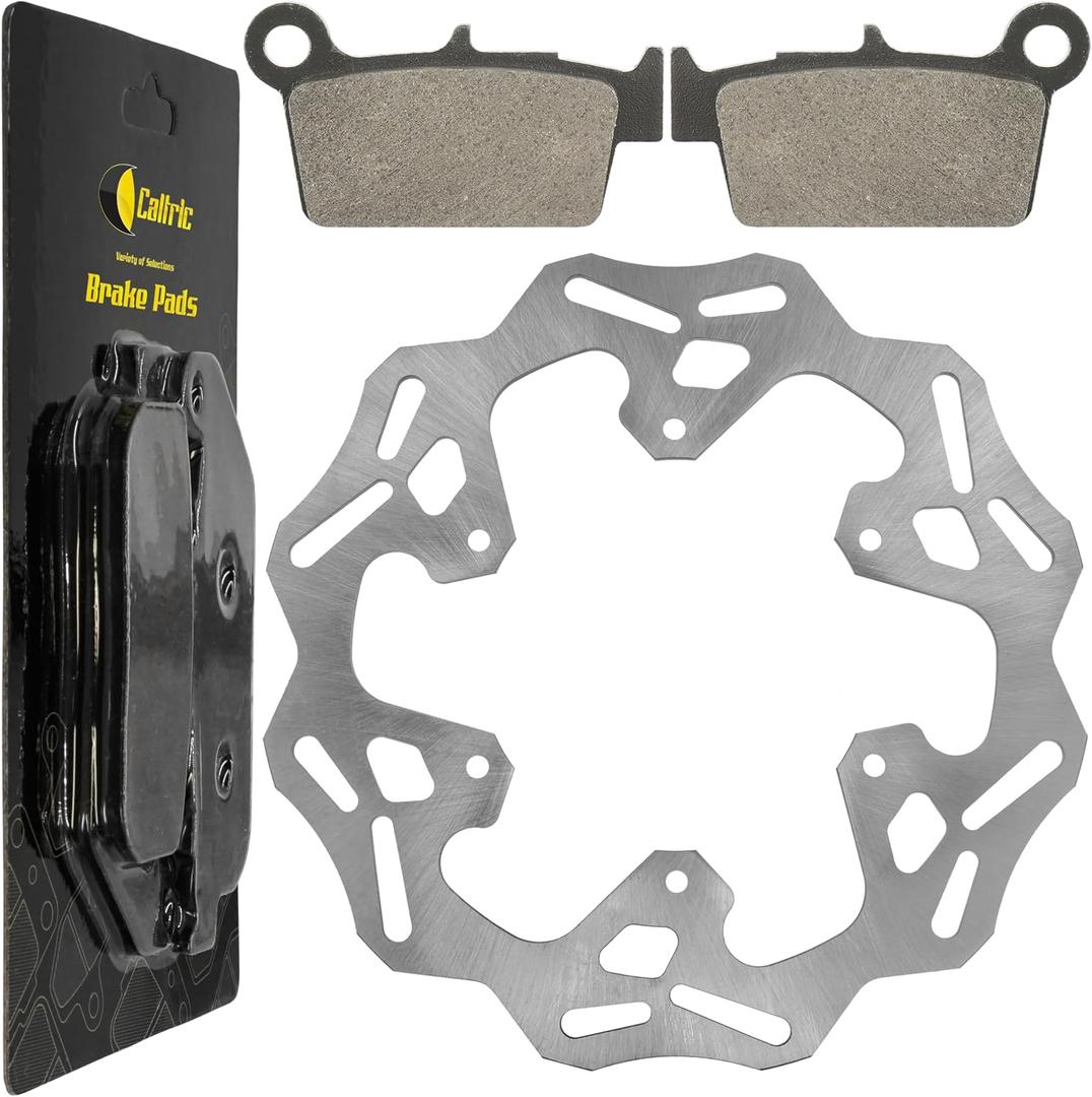 Caltric Rear Brake Disc Rotor with Brake Pad Compatible with Yamaha YZ125 YZ250 YZ450F 2003-2018
