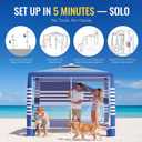 Beach Cabana,8 x 8 ft Large Pop Up Beach Canopy Tent for 6-8 People, UPF 50+ Beach Tent Sun Shelter with Sidewall, Wind Resistant Beach Shade, Reinforced Frame, Portable with Carry Bag