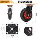 8"x2" Heavy Duty Casters Set of 2, 1800LBS Capacity Solid Rubber Wheels(Knobby Tread), Workbench, Dolly, Cart, Trolley, Wagon, Toolbox & Chicken Coop (2 Swivel)
