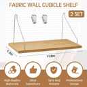 2 Pack Fabric Wall Cubicle Shelf with 40 Lbs Metal Hooks for Wall Decor, 11.8'' Solid Wooden Hanging Organizer Storage Shelf with Hangers Cubicle Accessories for Women Men Desk Office